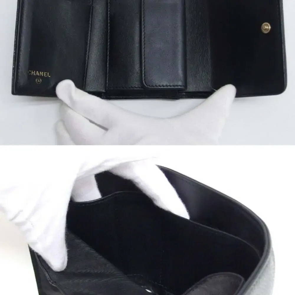 CHANEL Authentic Black Caviar Leather Wallet
